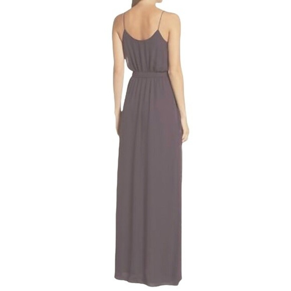 Nouvelle Amsale Drew Gray Chiffon Ruffle Wrap Spaghetti Strap Slip Dress Size XL - Picture 7 of 14